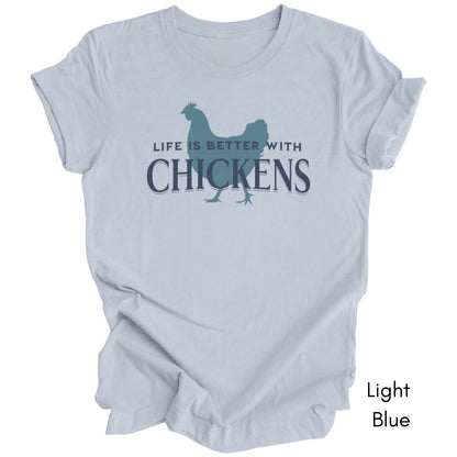 Life is Better With Chickens Tee | Chicken Lover Short Sleeve Tee | Poultry Enthusiast T-shirt | Mother's Day Gift | Pastel Spring Color Tee