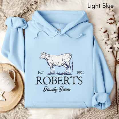 Custom Dairy Cow Family Farm Unisex Hooded Sweatshirt | Personalized Gift for Farmer | Farmer's Market Sweatshirt | Homsteading Shirt