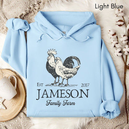 Custom Family Farm Unisex Hooded Sweatshirt | Personalized Gift for Chicken Farmer | Farmer's Market Sweatshirt | Homsteading Shirt