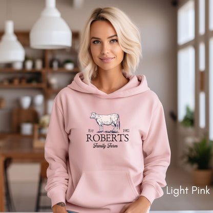 Custom Dairy Cow Family Farm Unisex Hooded Sweatshirt | Personalized Gift for Farmer | Farmer's Market Sweatshirt | Homsteading Shirt