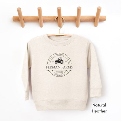 Custom Farm TODDLER Sweatshirt Local Produce Dealer Toddler Personalized Sweatshirt Gift for Farmers Homesteading Shirt Tractor Agriculture