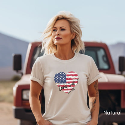 Land that I Love Tee | Unisex Patriotic Tee | 4th of July Tee | American Flag T-shirt | USA Heart T-shirt | Memorial Day Tee