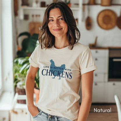 Life is Better With Chickens Tee | Chicken Lover Short Sleeve Tee | Poultry Enthusiast T-shirt | Mother's Day Gift | Pastel Spring Color Tee