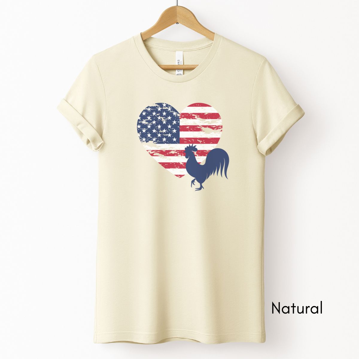 Patriotic Rooster Tee | Unisex Tee | 4th of July Farm Tee | Rooster Chicken T-shirt | USA T-shirt | Distressed Memorial Day Tshirt