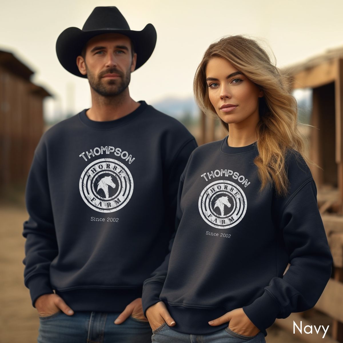 Custom Horse Farm Unisex Crewneck Sweatshirt| Horse Lover sweatshirt | Personalized Gift for Equestrian | Custom Equine Sweatshirt