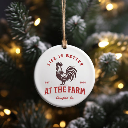 Custom Farm Ceramic Ornament Personalized Gift for Chicken Lovers Local Egg Dealer Gift Farmhouse Homesteading Gift