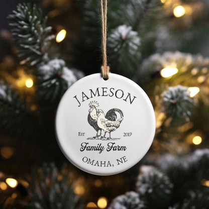 Custom Farm Ceramic Ornament Personalized Gift for Chicken Lovers Local Egg Dealer Gift Farmhouse Homesteading Gift