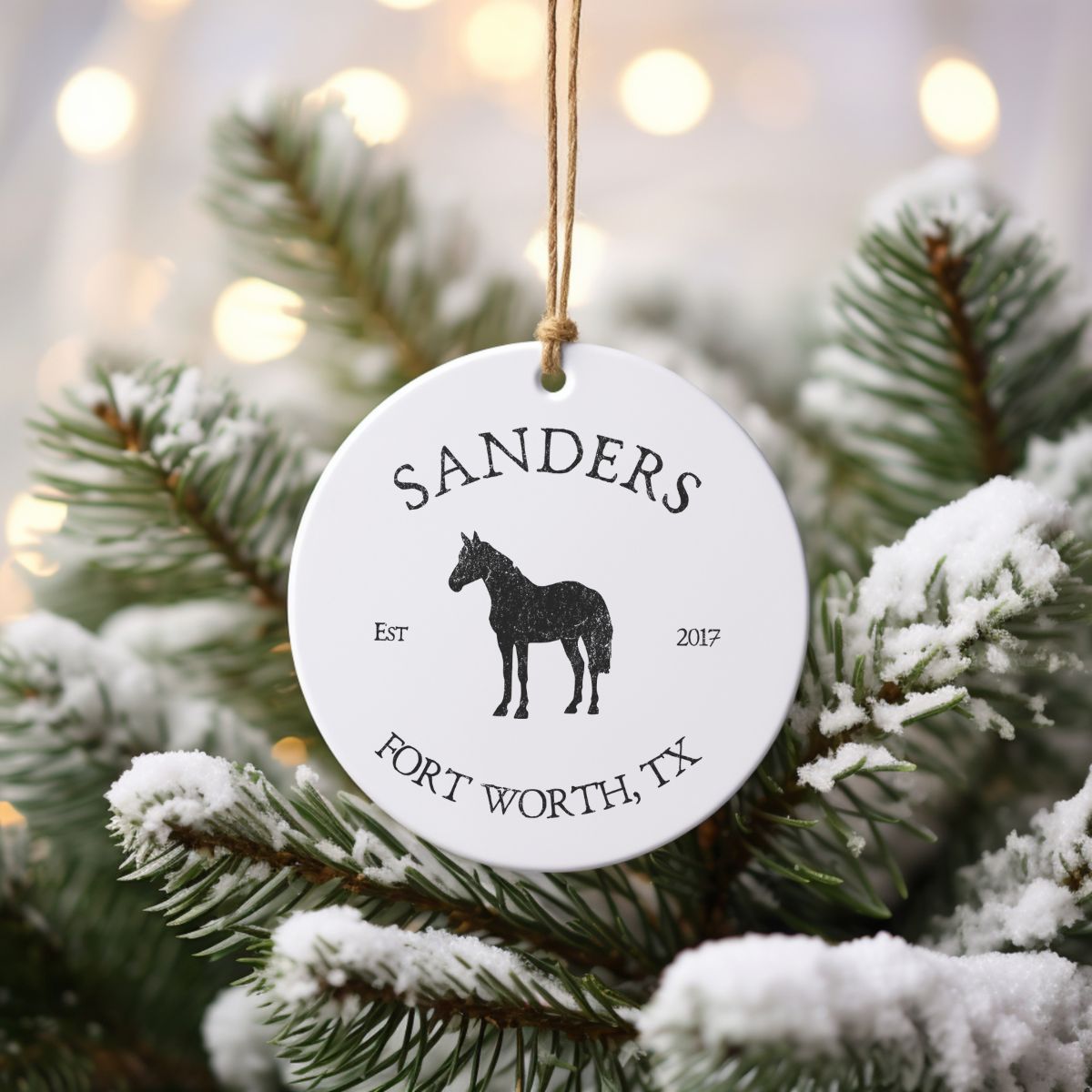 Custom Horse Farm Ranch Ceramic Ornament Personalized Gift for Horse Lovers Farmhouse Equestrian Gift