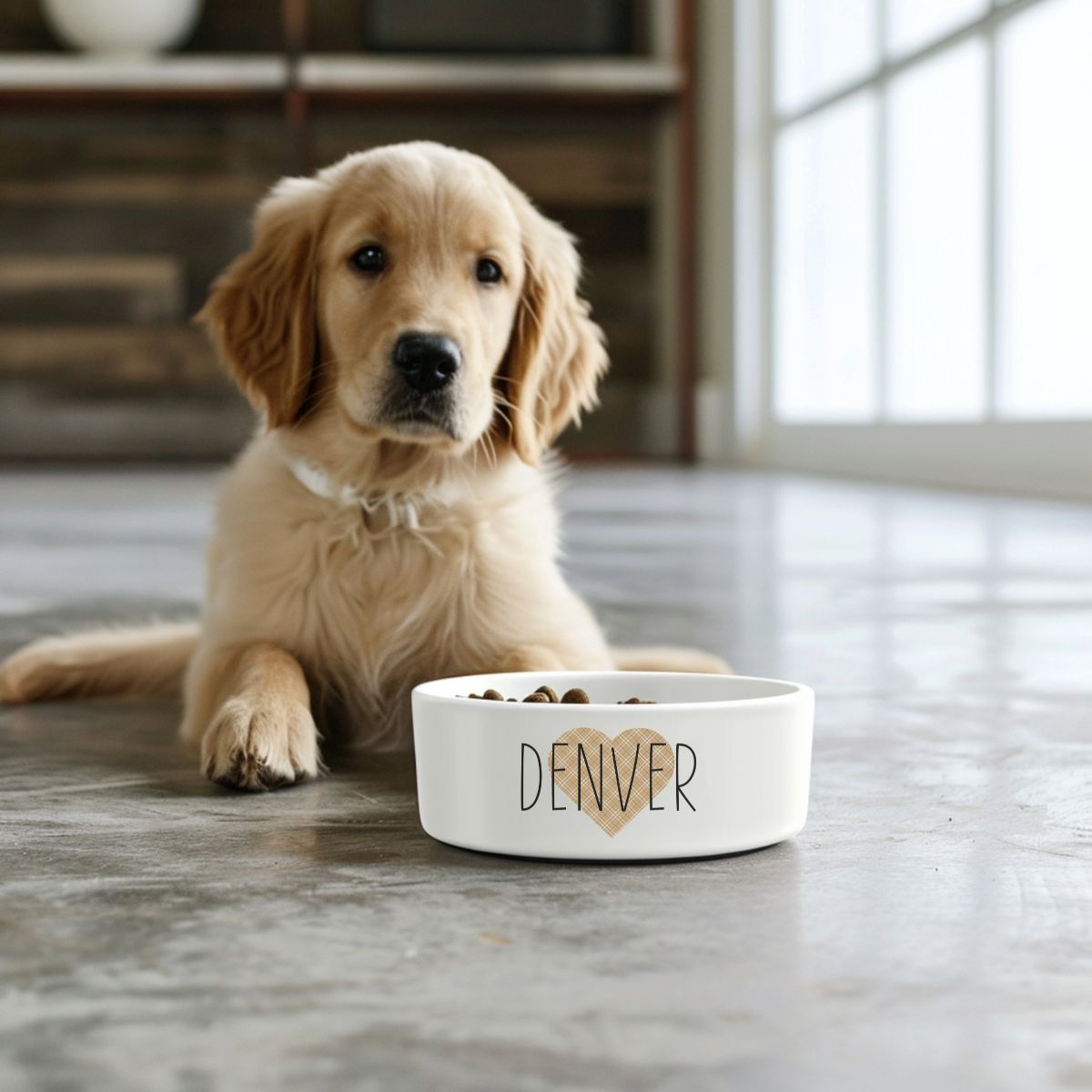 Custom Preppy Plaid Pet Bowl | Personalized Dog food or Cat Food Bowl