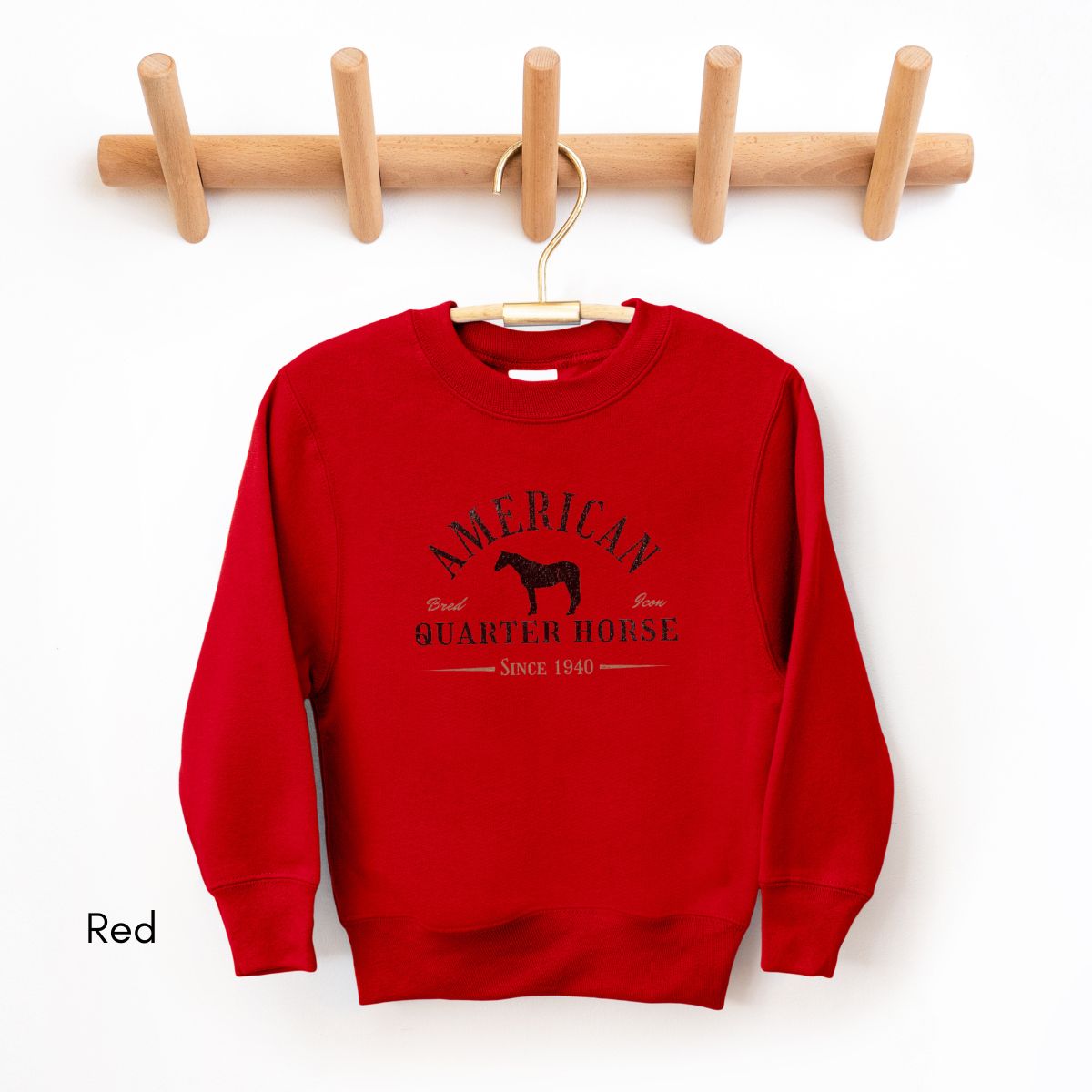 American Quarter Horse YOUTH/KIDS Crewneck Sweatshirt Horse Lover Shirt Gift for Equestrian Horse Breed Sweatshirt