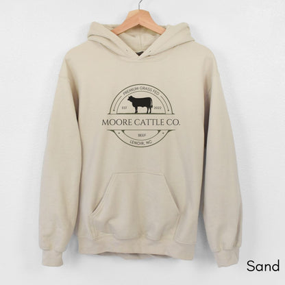 Custom cattle Farm/Ranch HOODIE Unisex Heavy Blend Hooded Sweatshirt Heifer Version - Personalized Gift for Ranchers/Farmers Homestead Shirt Farmer's Market Sweatshirt