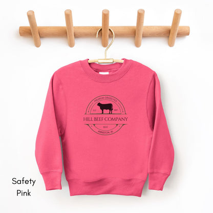 Custom Cattle Farm Ranch YOUTH/KIDS Crewneck Sweatshirt Personalized Local Beef Dealer Personalized Gift Farmer's Market Shirt Homesteading Family Farm