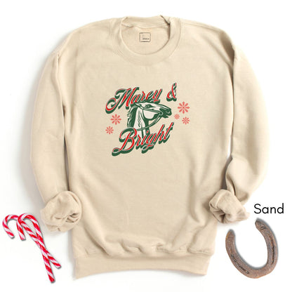 Marey & Bright Funny Holiday Horse Unisex Crewneck Sweatshirt