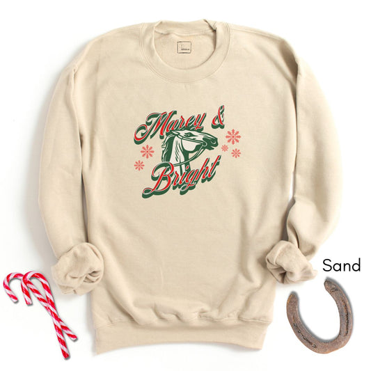 Marey & Bright Funny Holiday Horse Unisex Crewneck Sweatshirt