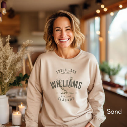 Custom Local Egg Farm Unisex Crewneck Sweatshirt| Local Egg Dealer sweatshirt | Personalized Gift for Chicken Farmer | Farmer's Market Homesteading Sweatshirt