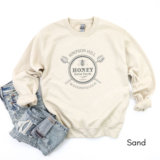 Custom Bee Honey farm Unisex Crewneck Sweatshirt | Gift for Bee Keepers | Homestead Shirt | Apiarist Farmer's Market Sweatshirt