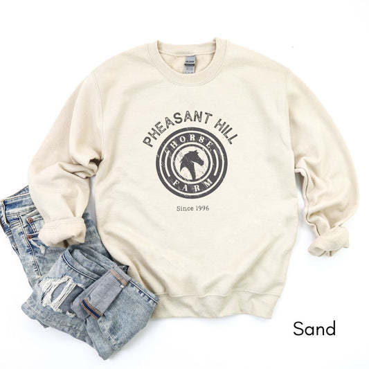 Custom Horse Farm Unisex Crewneck Sweatshirt| Horse Lover sweatshirt | Personalized Gift for Equestrian | Custom Equine Sweatshirt