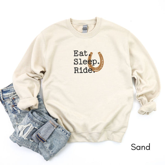 Eat Sleep Ride - Unisex Heavy Blend Crewneck Sweatshirt | Equestrian shirt | Horse Lover Sweatshirt | Farm Life Shirt