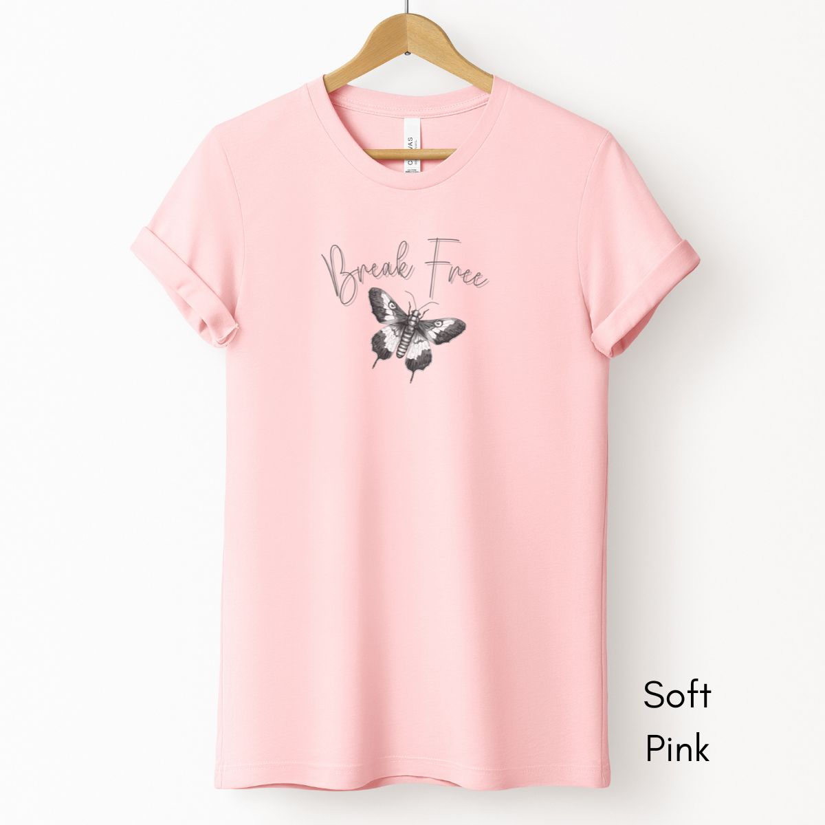 Break Free Tee | Motivational Short Sleeve Tee | Moth Butterfly Insect T-shirt | Inspirational Tshirt | Pastel Spring Color Tee