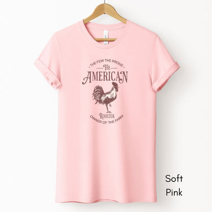 American RoosterTee | Chicken Lover T-shirt | Gift for Chicken Owner | Farm Life Tshirt | Pastel Spring Color Tee