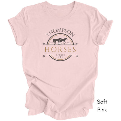 Custom Spoiled Horse Farm Tee | Unisex Jersey Short Sleeve Tee | Gift for Horse Lover | Equestrian T-shirt | Funny Horse Lover Tee