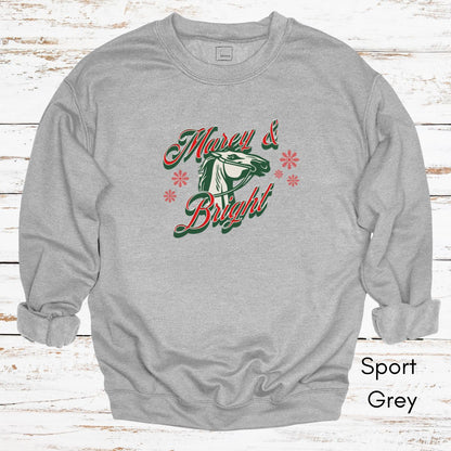 Marey & Bright Funny Holiday Horse Unisex Crewneck Sweatshirt