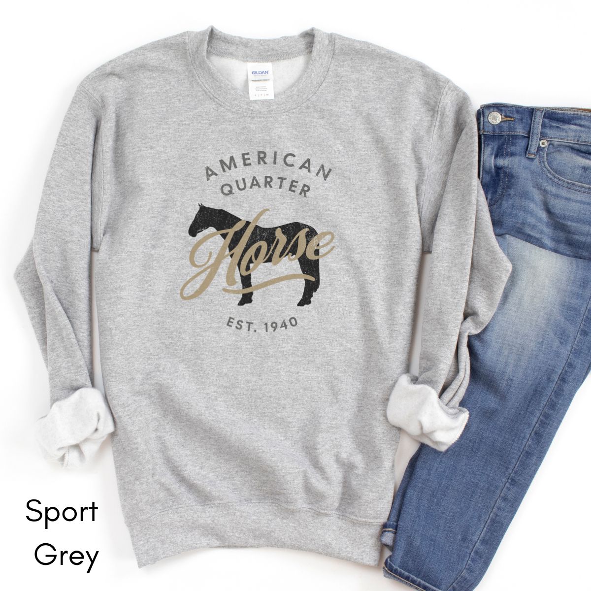 American Quarter Horse - Unisex Crewneck Sweatshirt | Horse Lover shirt | Gift for Equestrian |  Horse Breed Sweatshirt