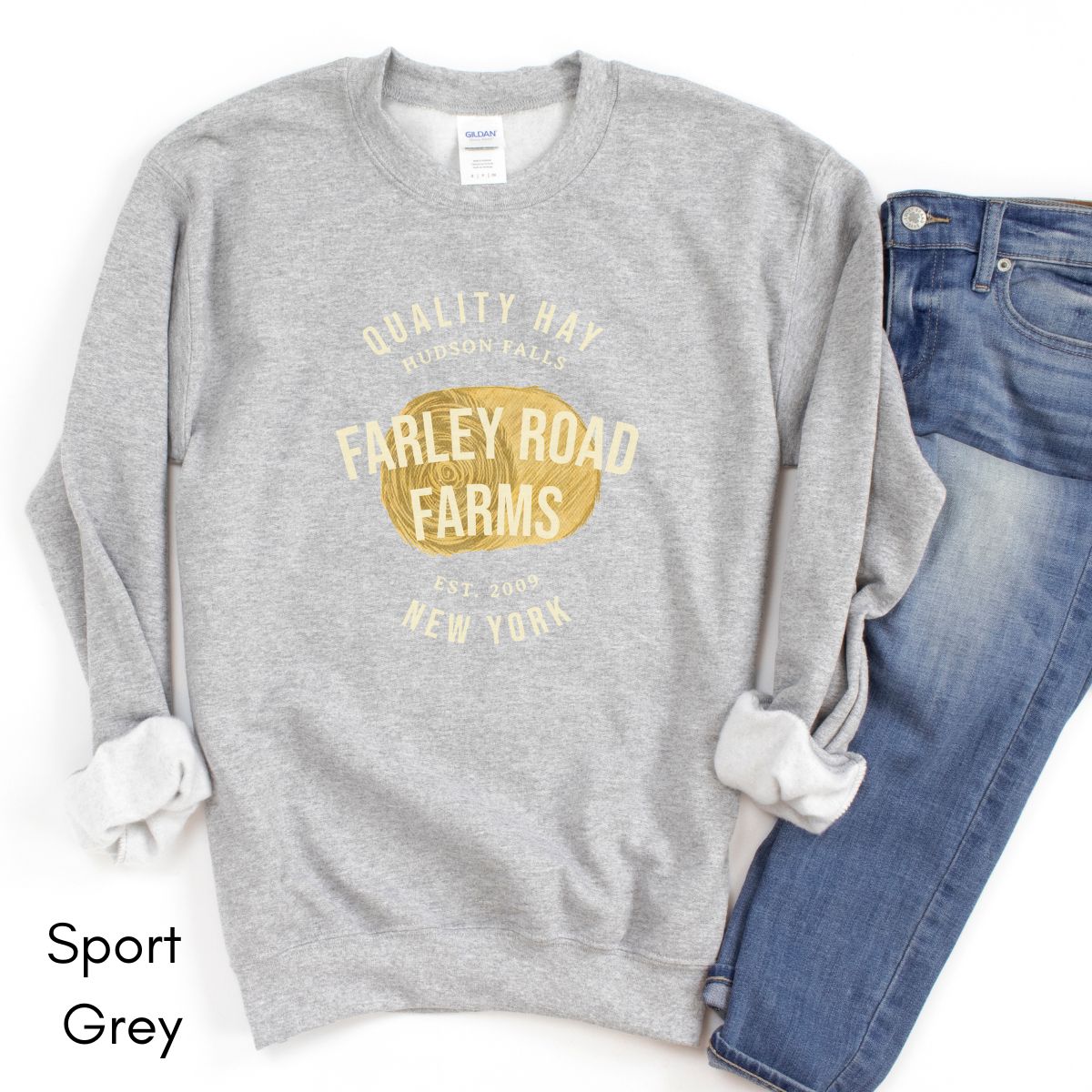 Custom Hay Farm Unisex Heavy Blend Crewneck Sweatshirt Local Hay Dealer Personalized Gift for Farmers Agriculture Shirt Homesteading Gift