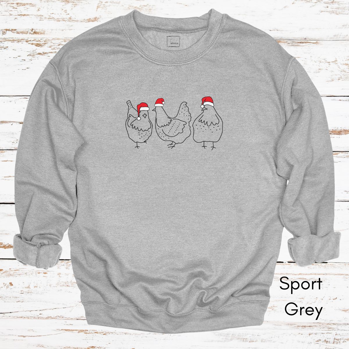 Christmas Chickens in Santa Hats Unisex Crewneck Sweatshirt