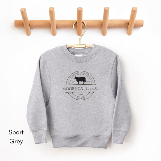 Custom Cattle Farm Ranch YOUTH/KIDS Crewneck Sweatshirt Personalized Local Beef Dealer Personalized Gift Farmer's Market Shirt Homesteading Family Farm