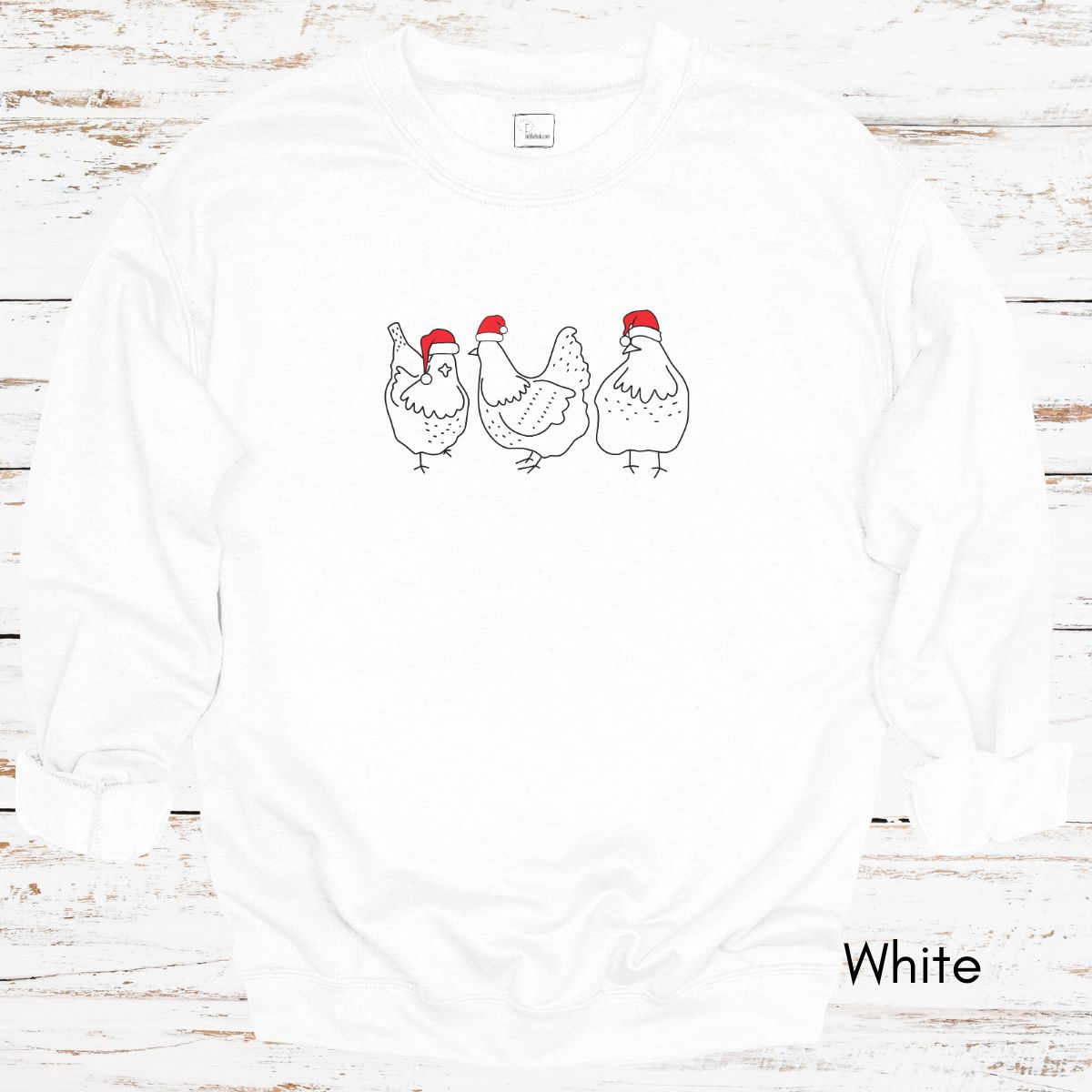 Christmas Chickens in Santa Hats Unisex Crewneck Sweatshirt