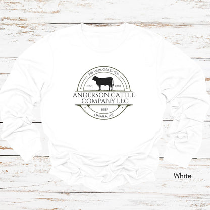 Custom Cattle Farm Long Sleeve Light Weight Jersey T-shirt