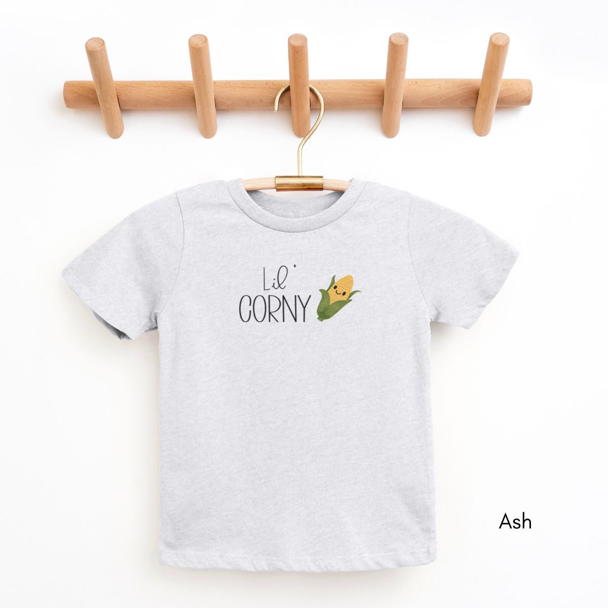 Lil' Corny YOUTH Short Sleeve Tee | Funny Vegetable Tshirt | Veggie Pun Shirt | Goofy Farmer's Market T-shirt | Silly Homesteading Tee