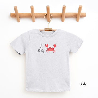 Lil' Crabby YOUTH Short Sleeve Tee | Funny Crab Tshirt | Marine Life Pun Shirt | Funny Kid's Tshirt | Silly Grouchy Child Tee