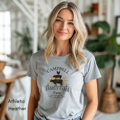 Custom Family Farm - Chicken, Cow, Pig Unisex Light Weight Jersey T-shirt