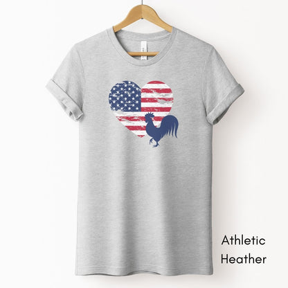 Patriotic Rooster Tee | Unisex Tee | 4th of July Farm Tee | Rooster Chicken T-shirt | USA T-shirt | Distressed Memorial Day Tshirt