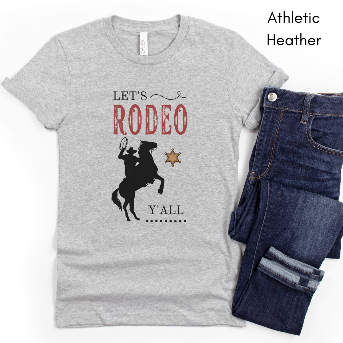 Let's Rodeo Y'all Tee | Unisex Jersey Short Sleeve Tee | Western t-shirt| Cowboy RodeoTshirt | Gift for Horse Lover T-shirt| Southern Tee