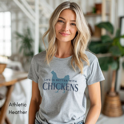 Life is Better With Chickens Tee | Chicken Lover Short Sleeve Tee | Poultry Enthusiast T-shirt | Mother's Day Gift | Pastel Spring Color Tee