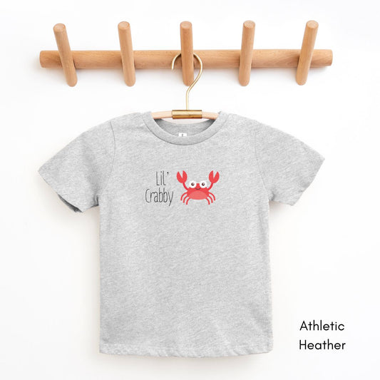 Lil' Crabby YOUTH Short Sleeve Tee | Funny Crab Tshirt | Marine Life Pun Shirt | Funny Kid's Tshirt | Silly Grouchy Child Tee