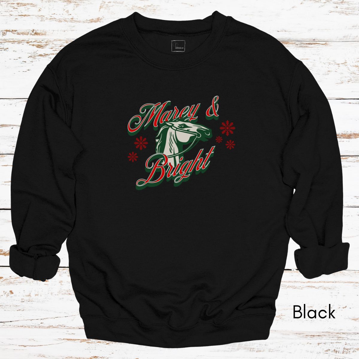 Marey & Bright Funny Holiday Horse Unisex Crewneck Sweatshirt