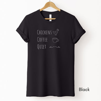 Chickens Coffee Quiet Tee | Unisex Jersey Short Sleeve Tee | Funny Farm Tee | Chicken Tee | Rural life Tshirt