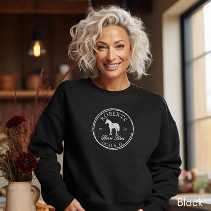 Custom Local Horse Farm Unisex Crewneck Sweatshirt | Horse Lover shirt | Gift for Equestrian |  Personalized Horse Farm Sweatshirt