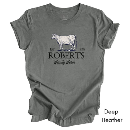 Custom Dairy Cow Family Farm Unisex Jersey Light Weight T-shirt
