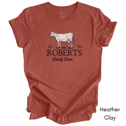 Custom Dairy Cow Family Farm Unisex Jersey Light Weight T-shirt