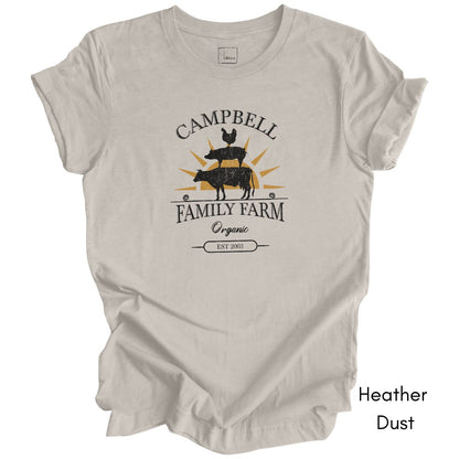 Custom Family Farm - Chicken, Cow, Pig Unisex Light Weight Jersey T-shirt