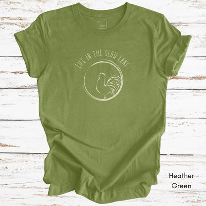 Life in the Slow Lane Rooster Unisex Jersey Light Weight T-shirt