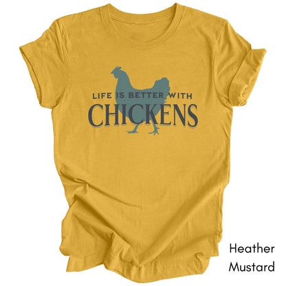 Life is Better With Chickens Tee | Chicken Lover Short Sleeve Tee | Poultry Enthusiast T-shirt | Mother's Day Gift | Pastel Spring Color Tee