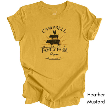 Custom Family Farm - Chicken, Cow, Pig Unisex Light Weight Jersey T-shirt