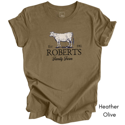 Custom Dairy Cow Family Farm Unisex Jersey Light Weight T-shirt