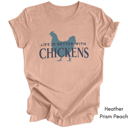 Life is Better With Chickens Tee | Chicken Lover Short Sleeve Tee | Poultry Enthusiast T-shirt | Mother's Day Gift | Pastel Spring Color Tee